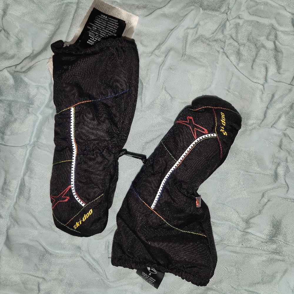 Infant size Ski Doo winter gloves with long side zipper